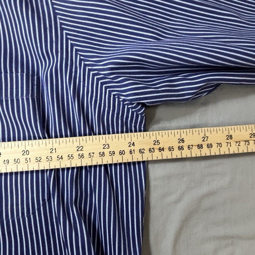 Paul Fredrick Dress Shirt Mens 16.5-37  White Blue Cotton Casual Fast Shipping - Picture 9 of 10